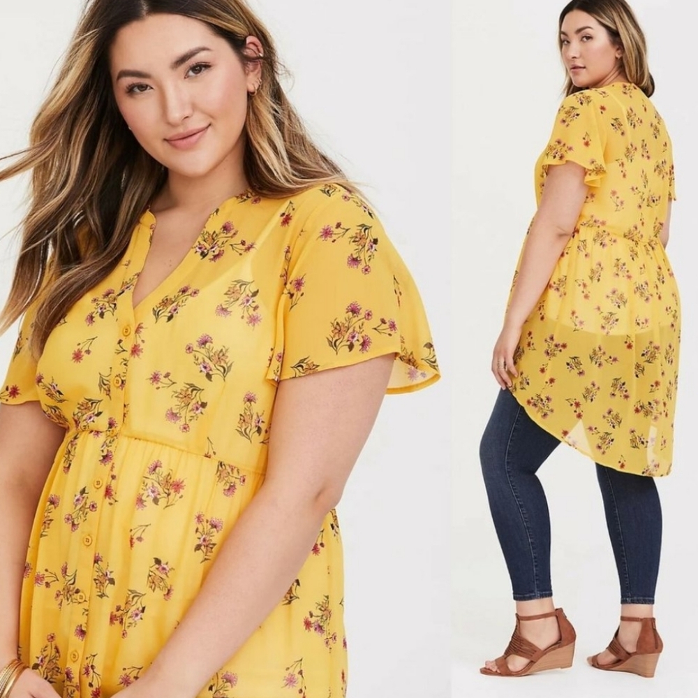 TORRID Lexie High Low Babydoll Floral Top